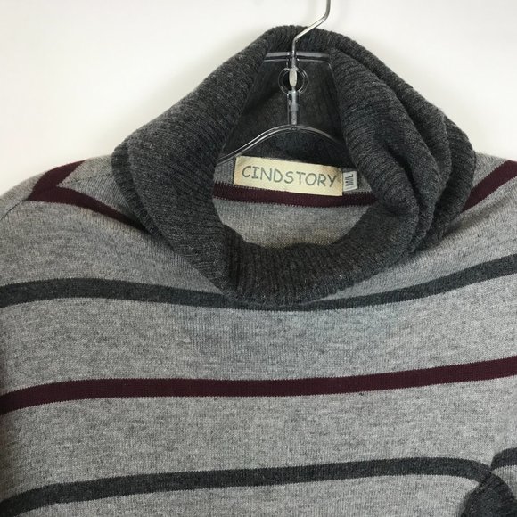 Cindstory Dolman Sleeve Cowl Neck Striped Sweater - Picture 2 of 3